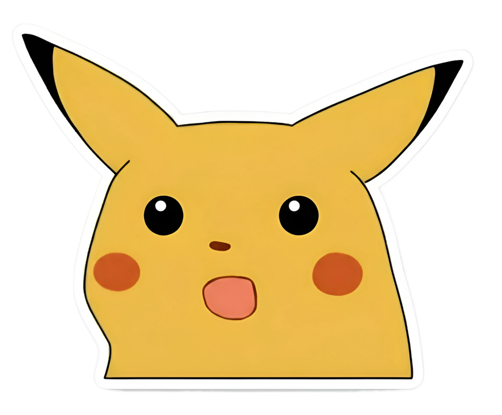 Surprised Pikachu Meme Window, Laptop, Water Bottle Decal Sticker