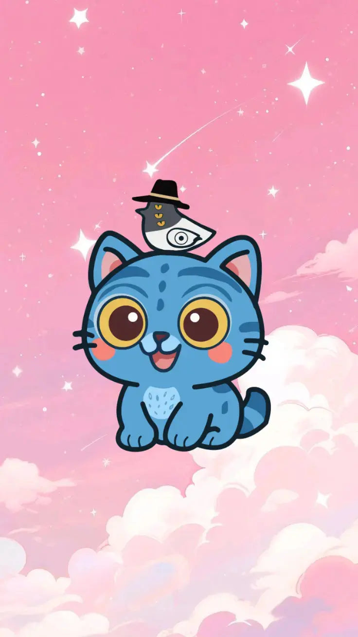 K-Pop Demon Hunter: Derpy Blue Cat Vinyl Sticker