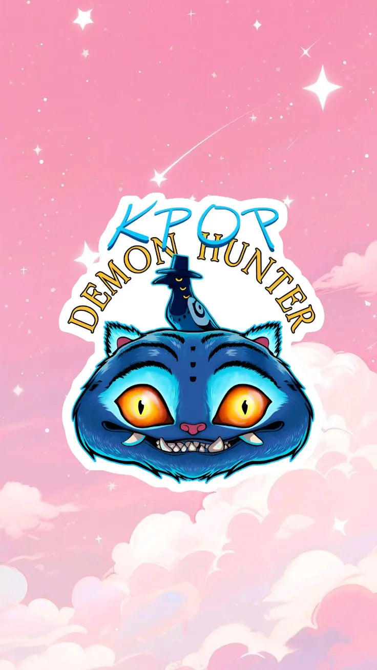K-Pop Demon Hunter: Derpy Blue Cat Vinyl Sticker