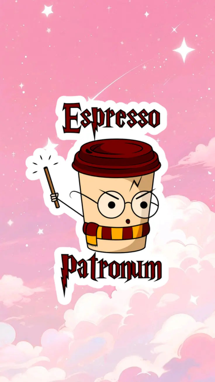 Espresso Patronum Wizard Coffee Vinyl Sticker - Funny Caffeine Decal