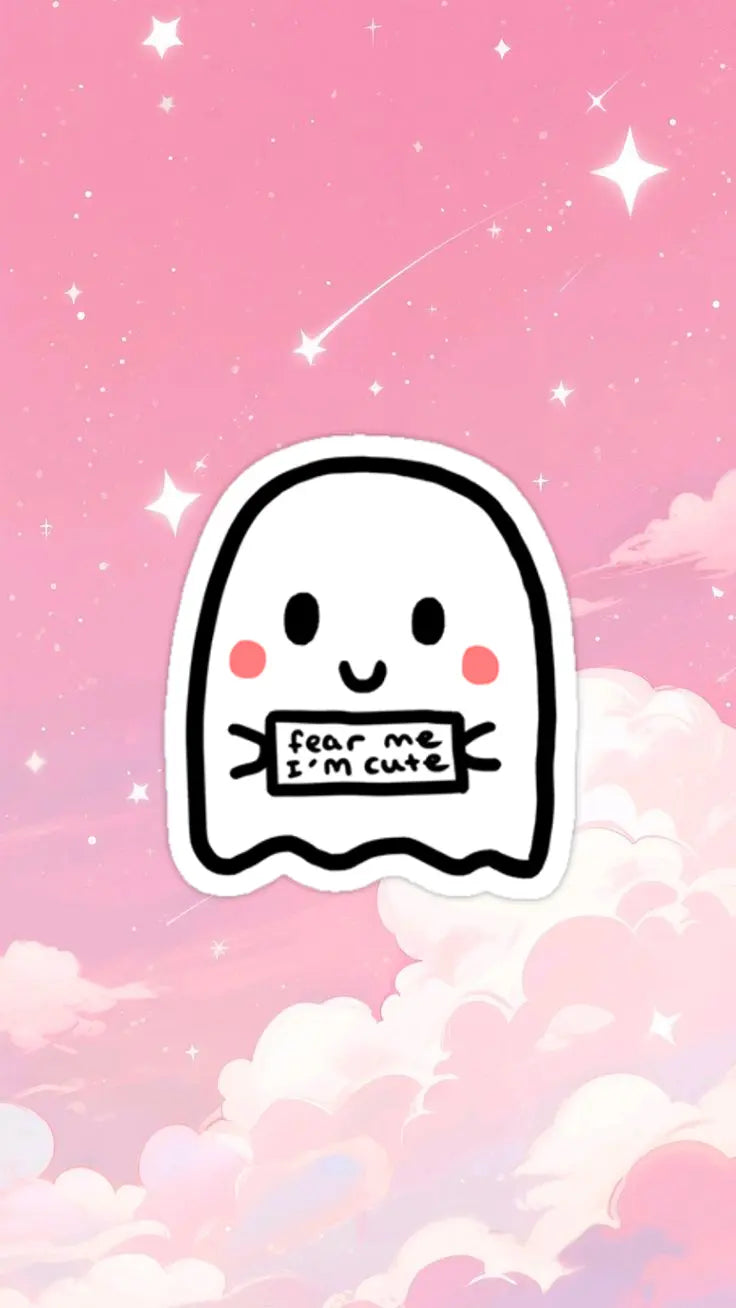 Cute Ghost Vinyl Sticker "Fear me im cute" - Cute Decal