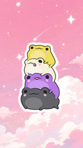 Non-Binary Pride Frog Stack Vinyl Sticker - Kawaii Aesthetic Decal